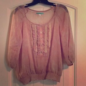 Pink/gray see through shirt